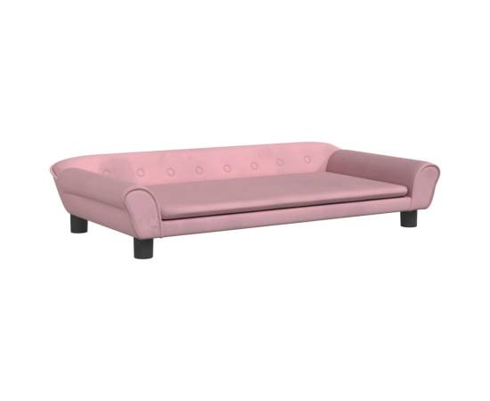 Canapea pentru copii, roz, 100x50x26 cm, catifea, 2 image