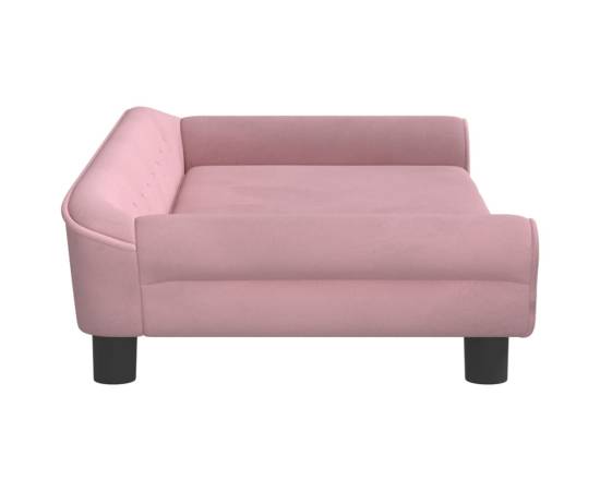 Canapea pentru copii, roz, 100x50x26 cm, catifea, 4 image