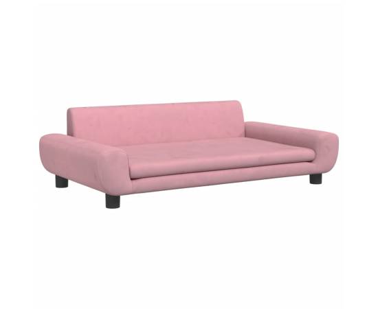 Canapea pentru copii, roz, 100x54x33 cm, catifea, 2 image