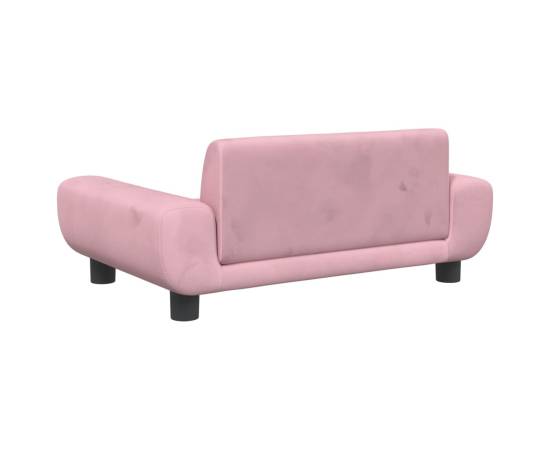 Canapea pentru copii, roz, 70x45x33 cm, catifea, 5 image