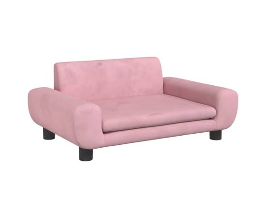 Canapea pentru copii, roz, 70x45x33 cm, catifea, 2 image