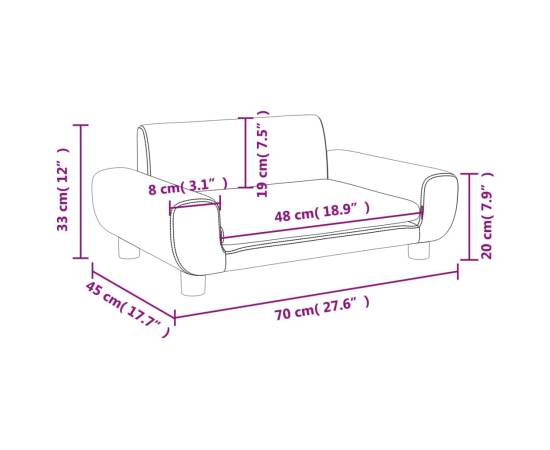 Canapea pentru copii, roz, 70x45x33 cm, catifea, 7 image