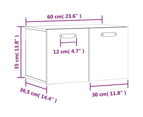 Dulap de perete, gri sonoma, 60x36,5x35 cm, lemn prelucrat, 11 image