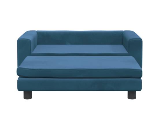 Canapea pentru copii cu taburet albastru 100x50x30 cm catifea, 3 image