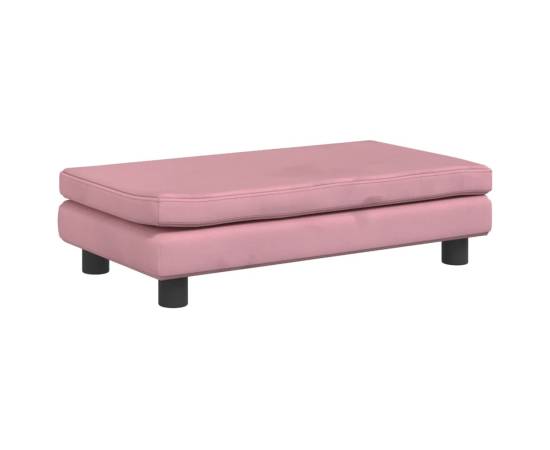 Canapea pentru copii cu taburet roz 100x50x30 cm catifea, 7 image