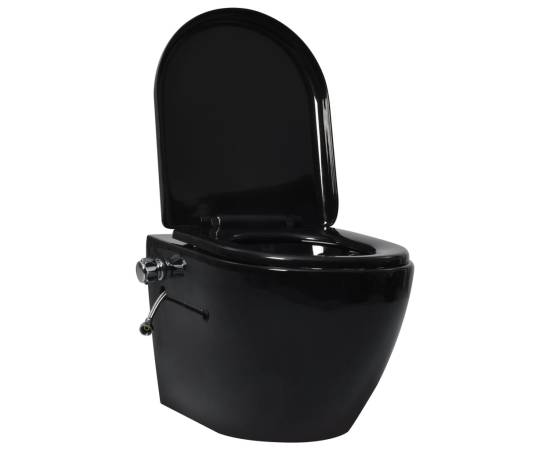 Vas wc de perete fără ramă, rezervor încastrat, negru, ceramică, 2 image