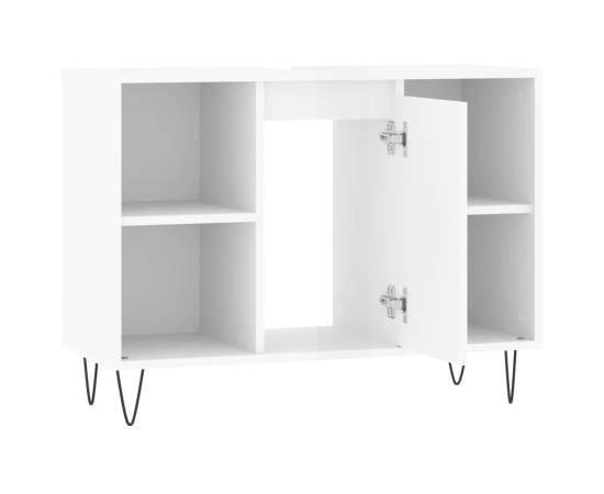 Dulap pentru baie, alb extralucios, 80x33x60 cm, lemn compozit, 6 image