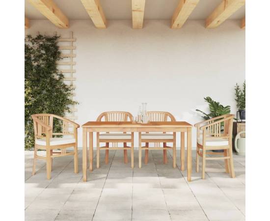 Set masă pentru grădină, lemn masiv de tec, 5 piese