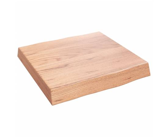 Blat masă, 40x40x6 cm, maro, lemn stejar tratat contur organic
