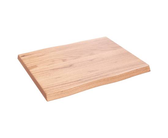 Blat masă, 60x50x4 cm, maro, lemn stejar tratat contur organic, 2 image