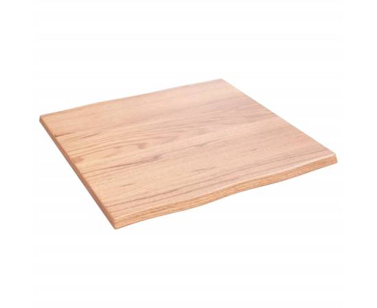 Blat masă, 60x60x2 cm, maro, lemn stejar tratat contur organic