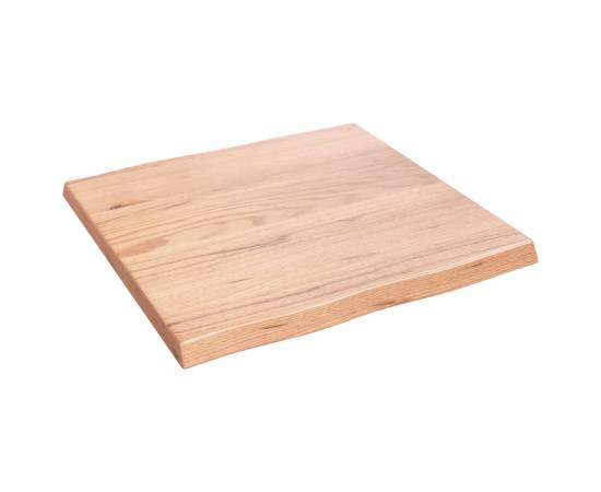 Blat masă, 60x60x4 cm, maro, lemn stejar tratat contur organic, 2 image