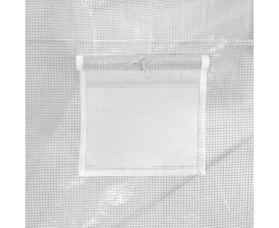Seră cu cadru din oțel, alb, 10 m², 5x2x2,3 m, 7 image