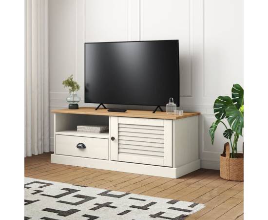 Comodă tv vigo, alb, 106x40x40 cm, lemn masiv de pin