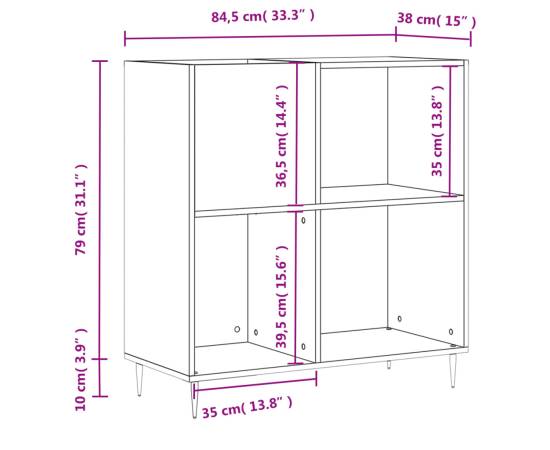 Dulap pentru discuri, alb, 84,5x38x89 cm, lemn compozit, 10 image