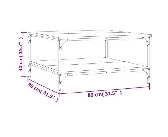 Măsuță de cafea, stejar fumuriu, 80x80x40 cm, lemn prelucrat, 9 image
