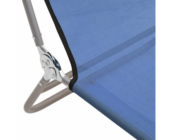 Șezlonguri pliante, 2 buc., albastru, textilenă și oțel, 10 image
