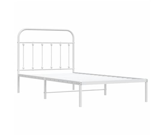 Cadru de pat metalic cu tăblie, alb, 100x190 cm, 5 image