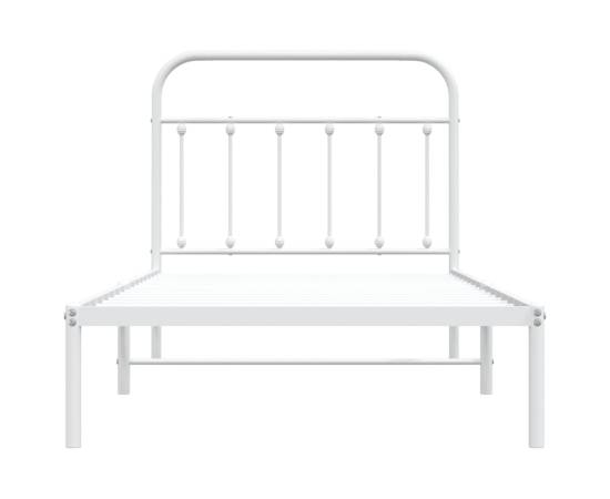 Cadru de pat metalic cu tăblie, alb, 100x190 cm, 6 image