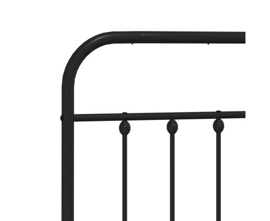 Cadru de pat metalic cu tăblie, negru, 160x200 cm, 9 image