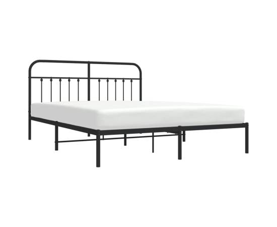 Cadru de pat metalic cu tăblie, negru, 180x200 cm, 3 image