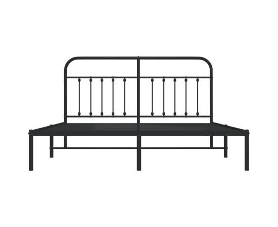 Cadru de pat metalic cu tăblie, negru, 180x200 cm, 6 image