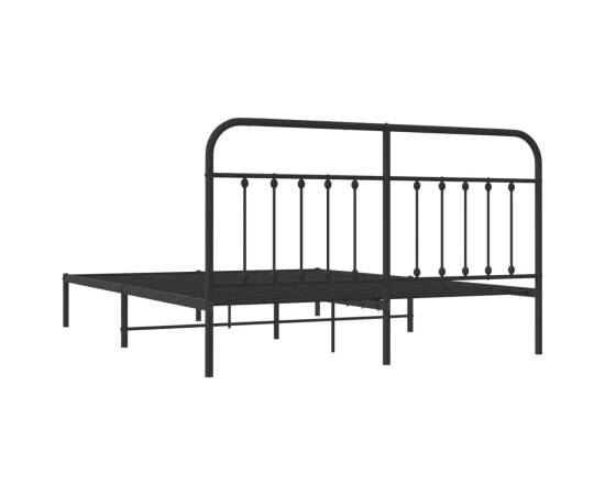 Cadru de pat metalic cu tăblie, negru, 180x200 cm, 8 image