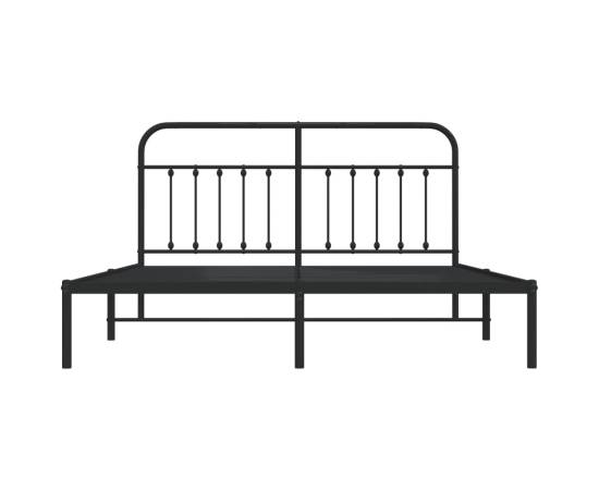 Cadru de pat metalic cu tăblie, negru, 183x213 cm, 6 image