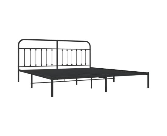 Cadru de pat metalic cu tăblie, negru, 193x203 cm, 5 image