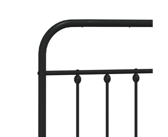 Cadru de pat metalic cu tăblie, negru, 193x203 cm, 9 image