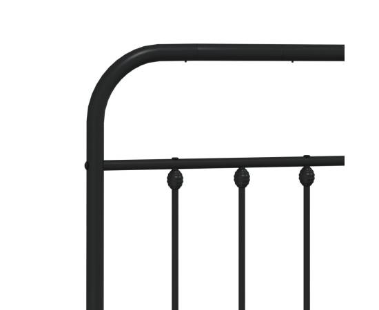 Cadru de pat metalic cu tăblie, negru, 200x200 cm, 9 image