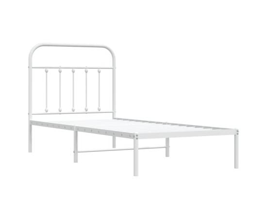 Cadru pat metalic cu tăblie, alb, 90x200 cm, 5 image
