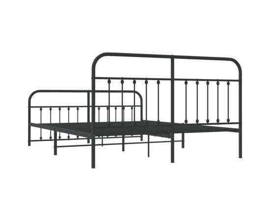 Cadru pat metalic cu tăblie de cap/picioare, negru, 160x200 cm, 8 image