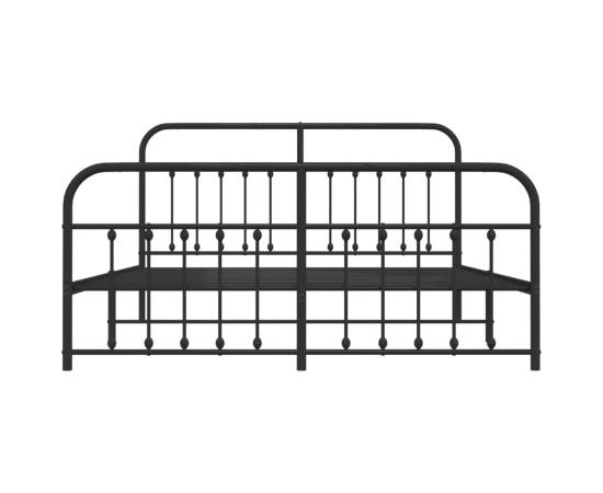 Cadru pat metalic cu tăblie de cap/picioare, negru, 160x200 cm, 6 image