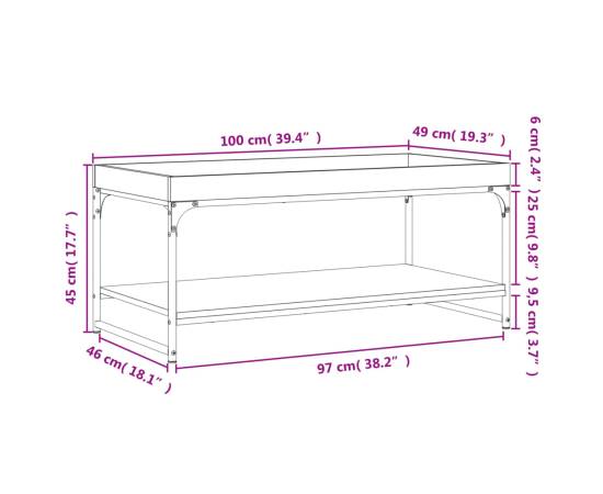 Măsuță de cafea, stejar maro, 100x49x45 cm, lemn prelucrat, 9 image