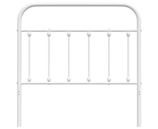 Tăblie de pat metalică, alb, 100 cm, 4 image