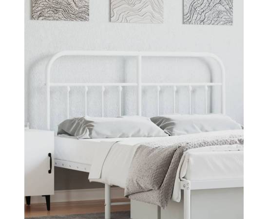 Tăblie de pat metalică, alb, 150 cm