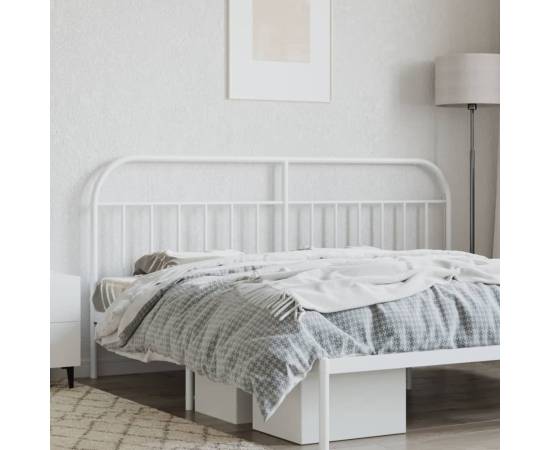 Tăblie de pat metalică, alb, 200 cm, 3 image