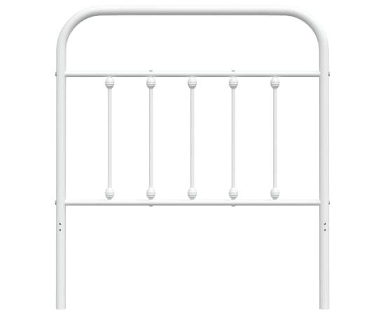Tăblie de pat metalică, alb, 80 cm, 4 image