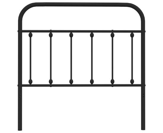 Tăblie de pat metalică, negru, 100 cm, 4 image