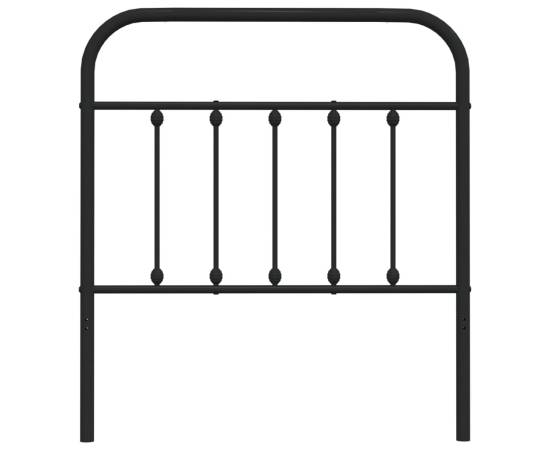 Tăblie de pat metalică, negru, 80 cm, 4 image