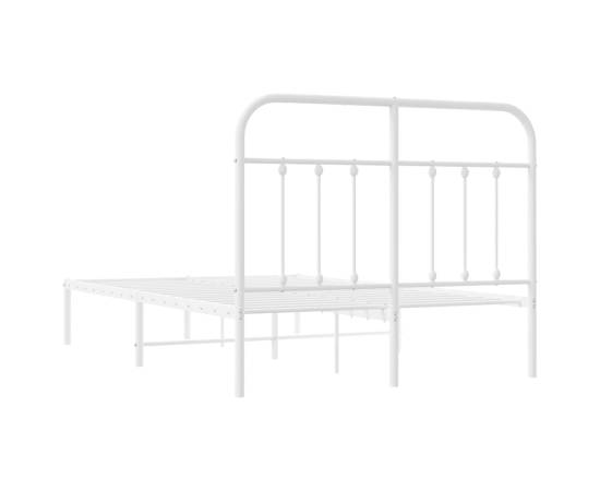 Cadru de pat metalic cu tăblie, alb, 120x200 cm, 8 image