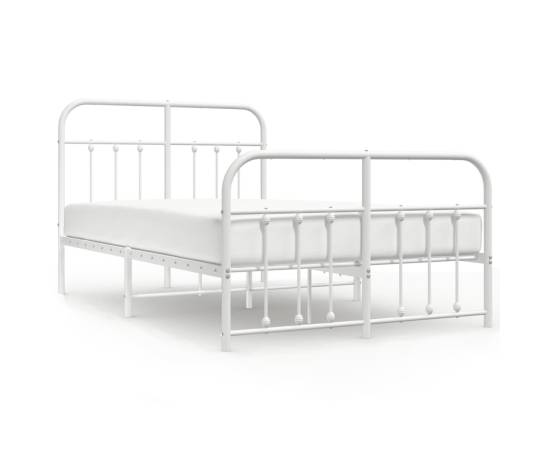 Cadru de pat metalic cu tăblie, alb, 120x200 cm, 2 image