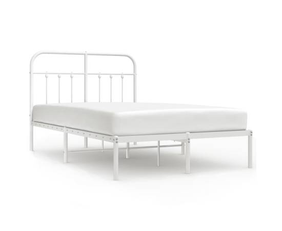 Cadru de pat metalic cu tăblie, alb, 120x200 cm, 2 image