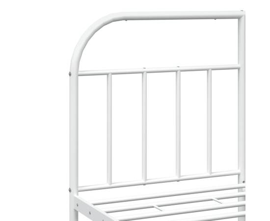 Cadru de pat metalic cu tăblie, alb, 150x200 cm, 9 image