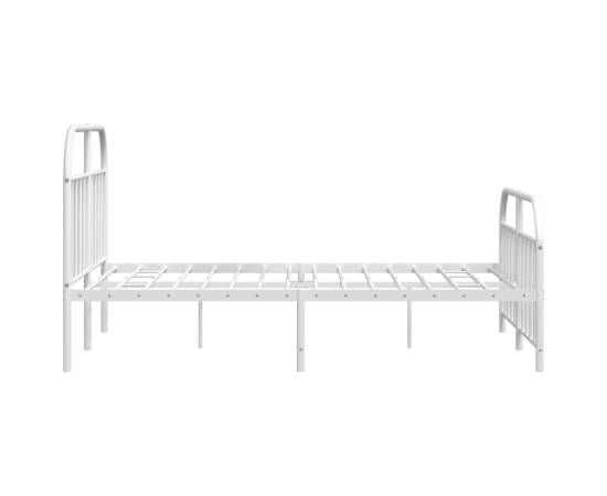 Cadru de pat metalic cu tăblie, alb, 150x200 cm, 7 image