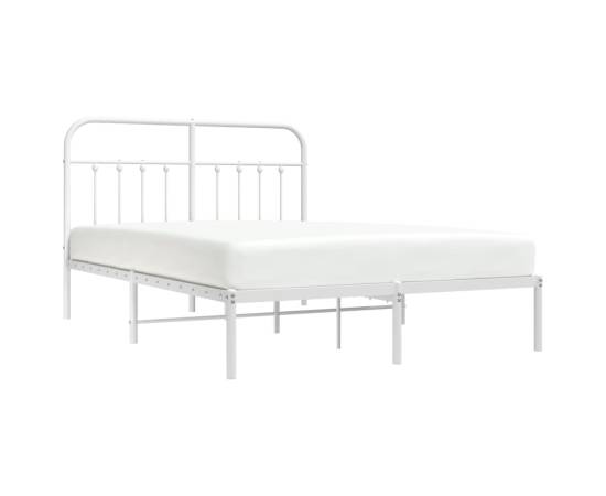 Cadru de pat metalic cu tăblie, alb, 150x200 cm, 3 image