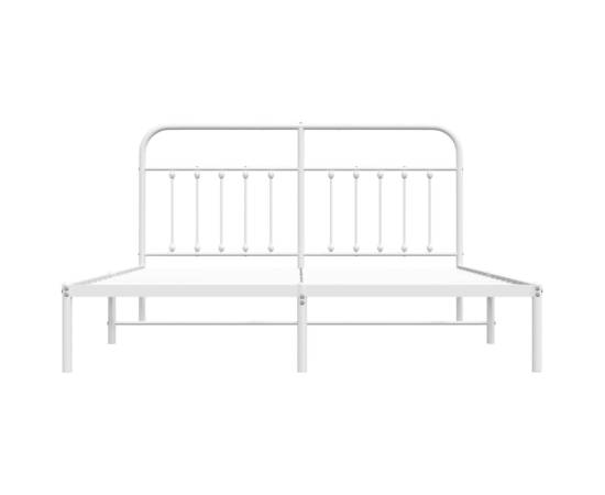 Cadru de pat metalic cu tăblie, alb, 180x200 cm, 6 image