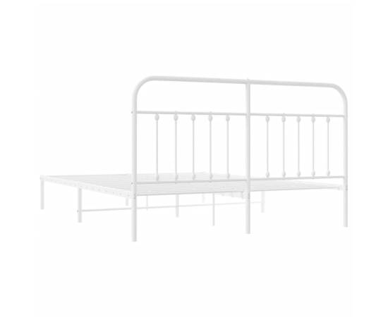 Cadru de pat metalic cu tăblie, alb, 180x200 cm, 8 image