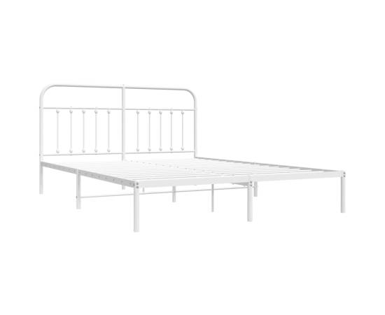 Cadru de pat metalic cu tăblie, alb, 180x200 cm, 5 image